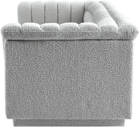 Faye 94" Grey Boucle Fabric Upholstered Sofa, 1 Piece