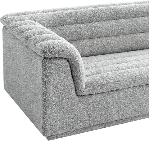 Faye 94" Grey Boucle Fabric Upholstered Sofa, 1 Piece