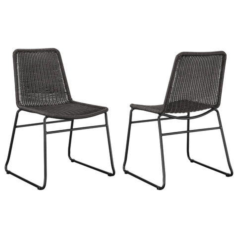 Veena Faux Rattan Metal Dining Side Chair Brown (Set of 2)Brown