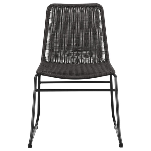 Veena Faux Rattan Metal Dining Side Chair Brown (Set of 2)Brown