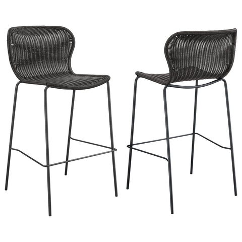 Miley Faux Rattan Metal Bar Chair Brown (Set of 2)Brown