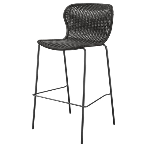 Miley Faux Rattan Metal Bar Chair Brown (Set of 2)Brown