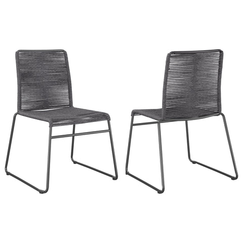 Eduardo Woven Rope Stackable Side Chair Charcoal (Set of 2)Charcoal