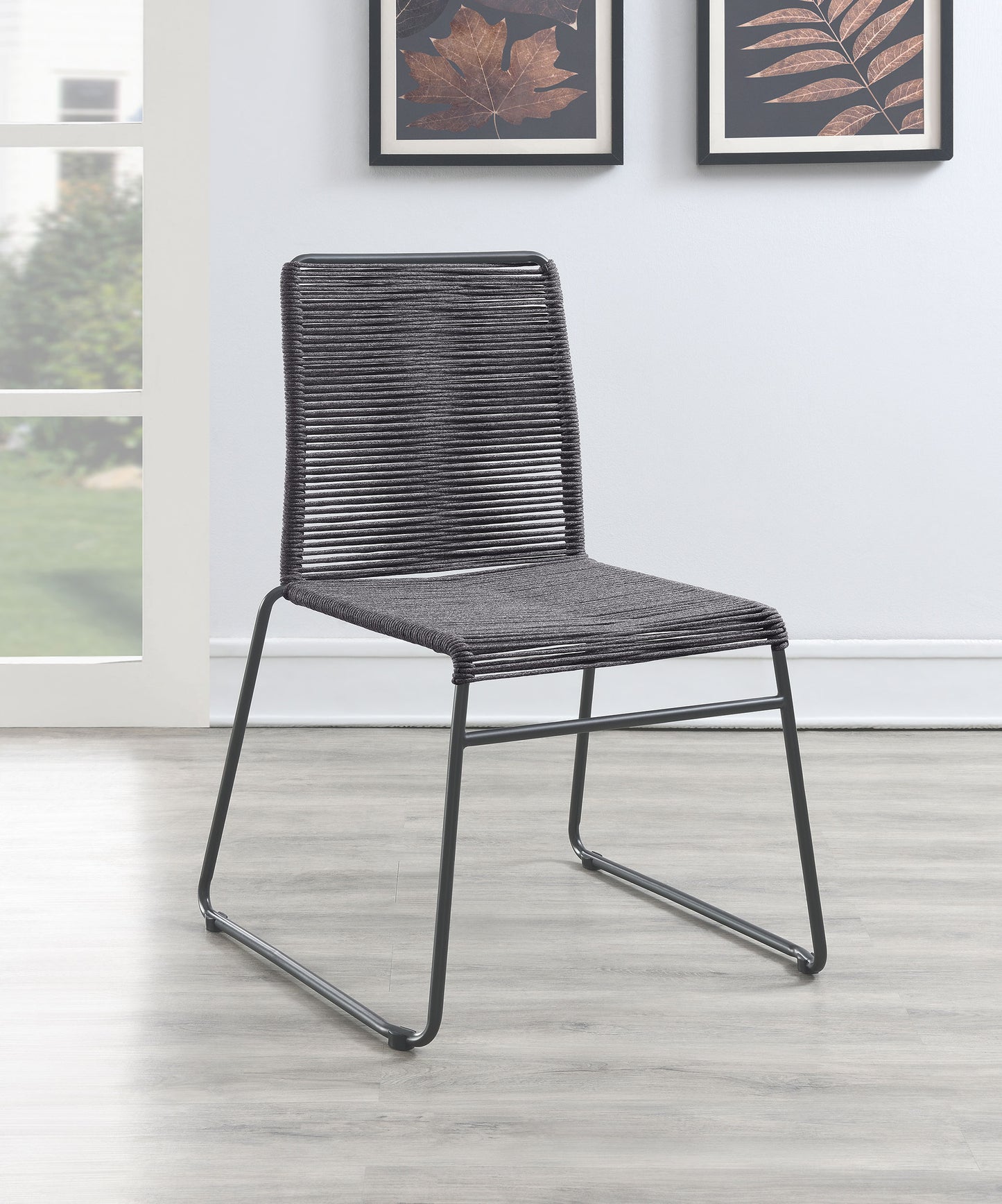 eduardo woven rope stackable side chair charcoal (set of 2)charcoal