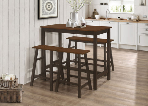 Burkett 4-piece Counter Height Set Chestnut and Dark BrownDark Brown