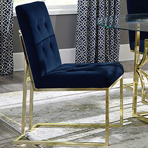 Kerwin Velvet Upholstered Dining Side Chair Gold (Set of 2)Blue / Gold