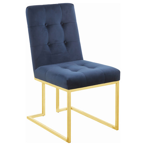 Kerwin Velvet Upholstered Dining Side Chair Gold (Set of 2)Blue / Gold