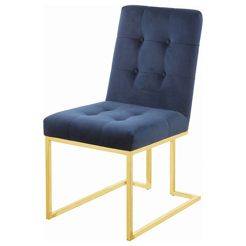 Kerwin Velvet Upholstered Dining Side Chair Gold (Set of 2)Blue / Gold