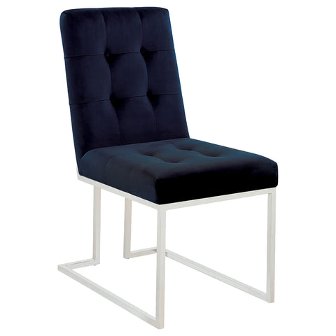 Kerwin Velvet Upholstered Dining Side Chair Chrome (Set of 2)Blue / Chrome