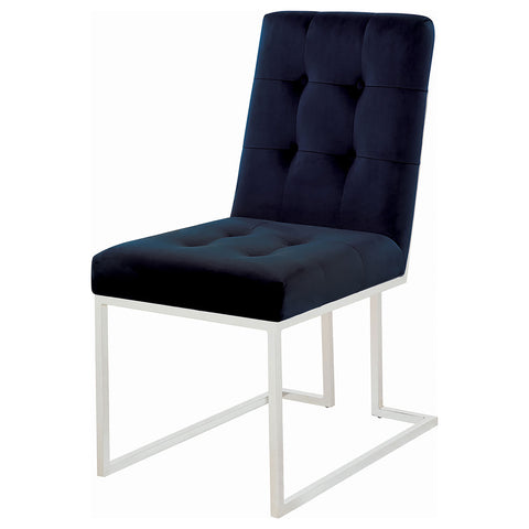 Kerwin Velvet Upholstered Dining Side Chair Chrome (Set of 2)Blue / Chrome