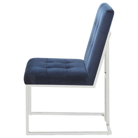 Kerwin Velvet Upholstered Dining Side Chair Chrome (Set of 2)Blue / Chrome