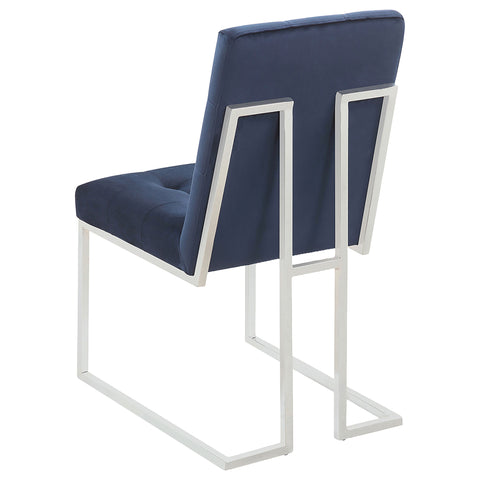 Kerwin Velvet Upholstered Dining Side Chair Chrome (Set of 2)Blue / Chrome