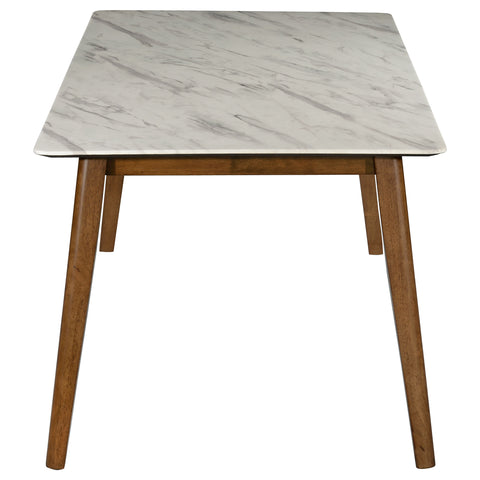 Mayette Rectangular 63-inch Faux Marble Dining Table WhiteWhite Faux Marble