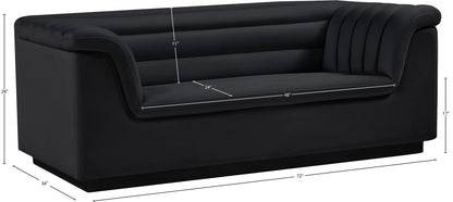 Dillard Black Velvet Fabric Loveseat L