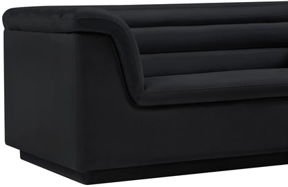 Dillard Black Velvet Fabric Loveseat L