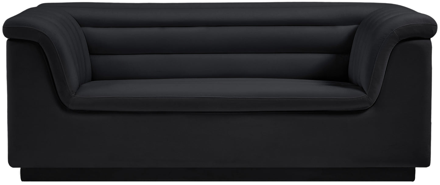 dillard black velvet fabric loveseat l