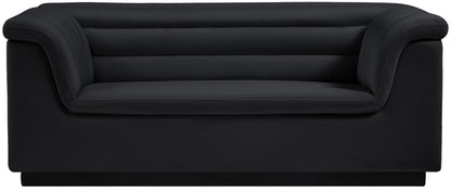 Dillard Black Velvet Fabric Loveseat L