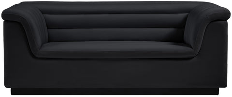 Dillard Black Velvet Fabric Loveseat L