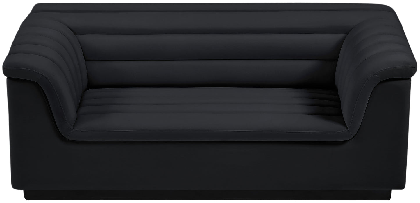 dillard black velvet fabric loveseat l