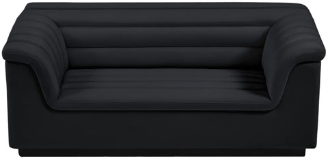Dillard Black Velvet Fabric Loveseat L