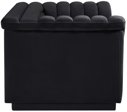 Dillard Black Velvet Fabric Loveseat L