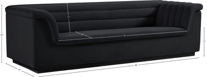 Dillard Black Velvet Fabric Sofa S