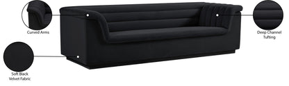 Dillard Black Velvet Fabric Sofa S