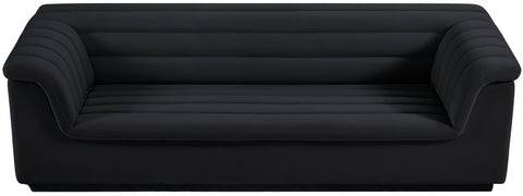 Dillard Black Velvet Fabric Sofa S