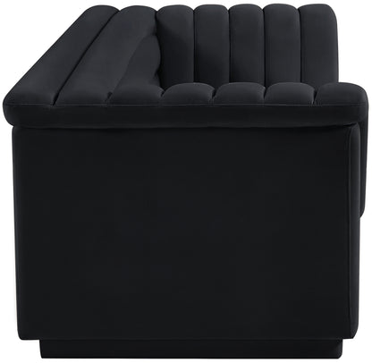 Dillard Black Velvet Fabric Sofa S