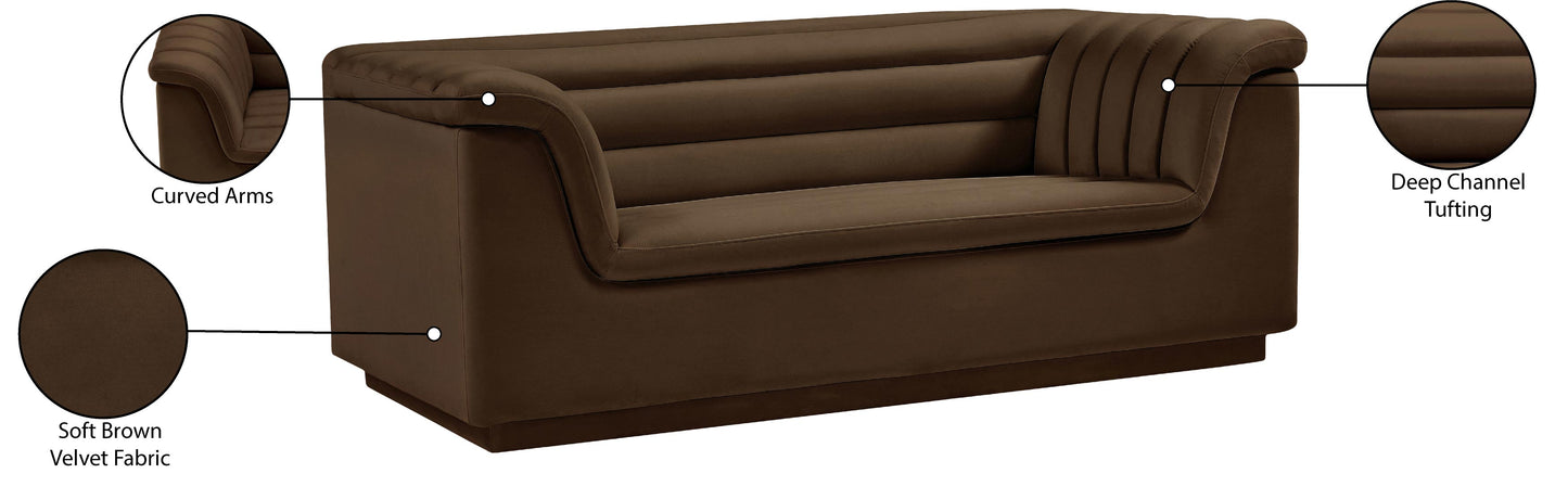 dillard brown velvet fabric loveseat l