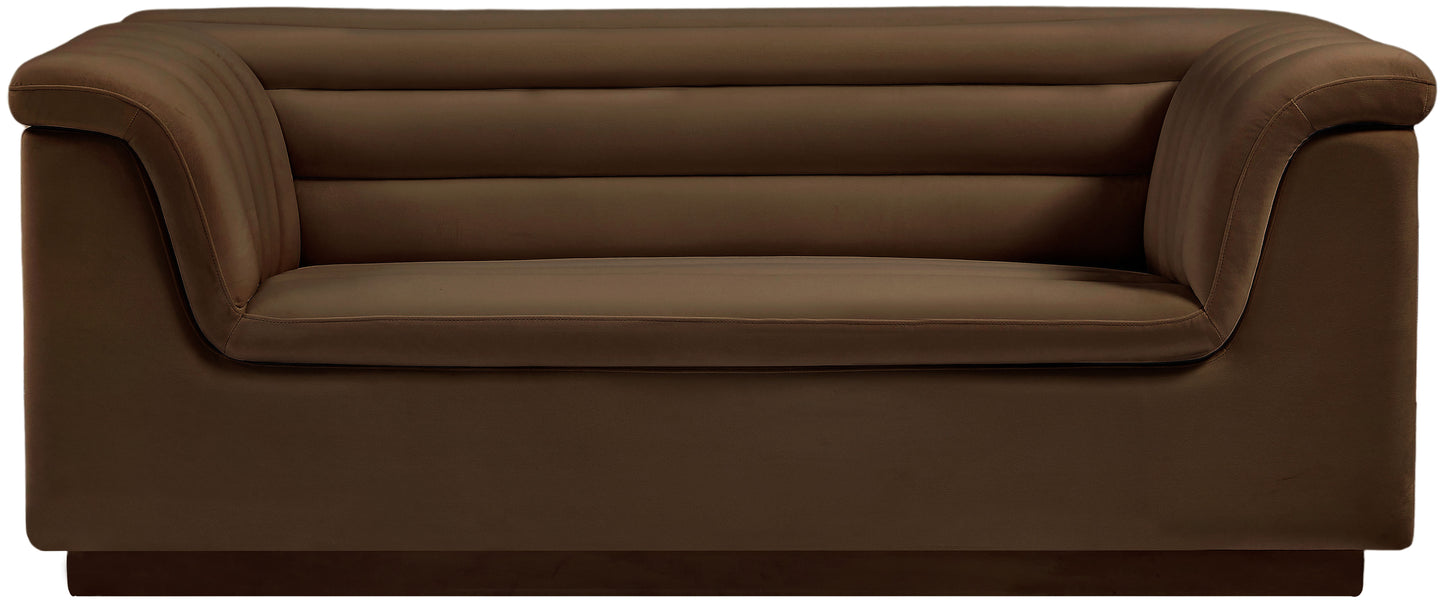 dillard brown velvet fabric loveseat l