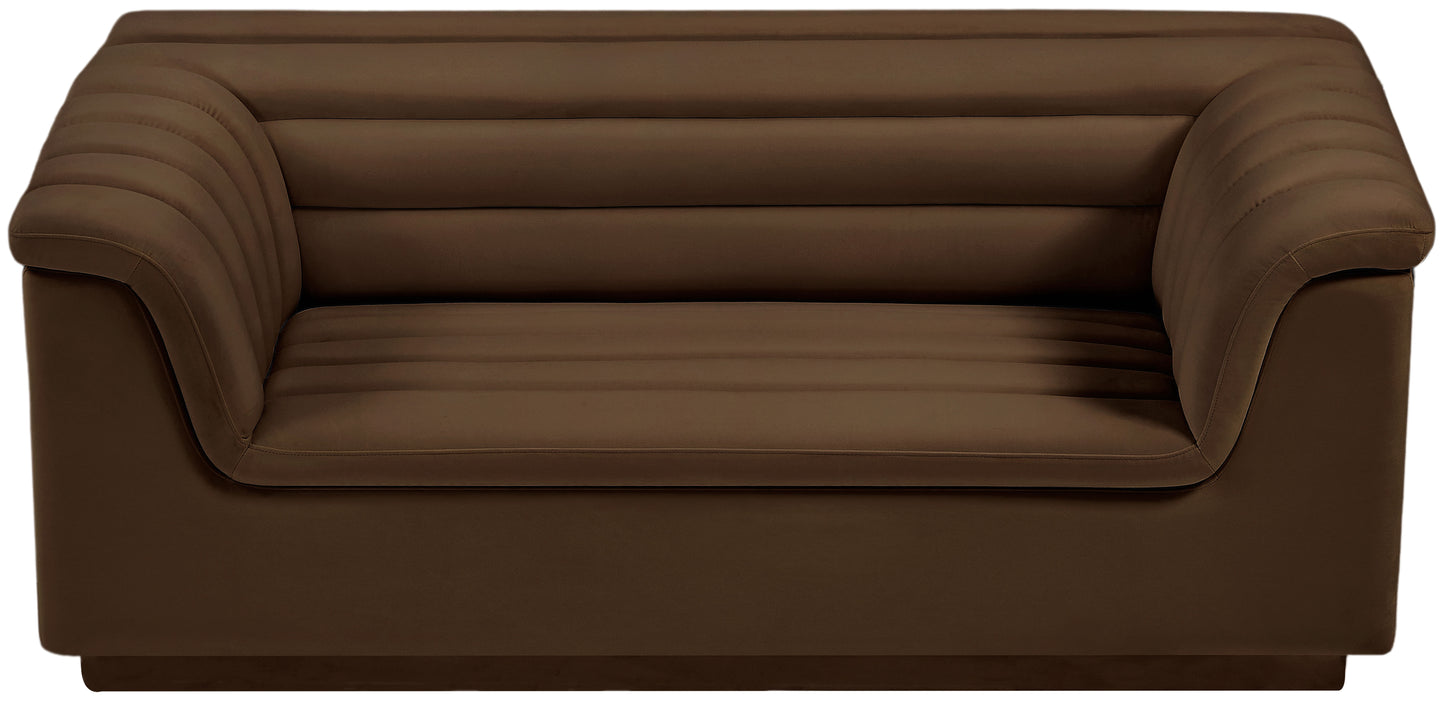 dillard brown velvet fabric loveseat l