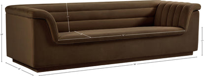 Dillard Brown Velvet Fabric Sofa S