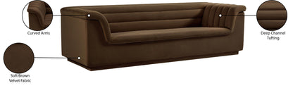 Dillard Brown Velvet Fabric Sofa S