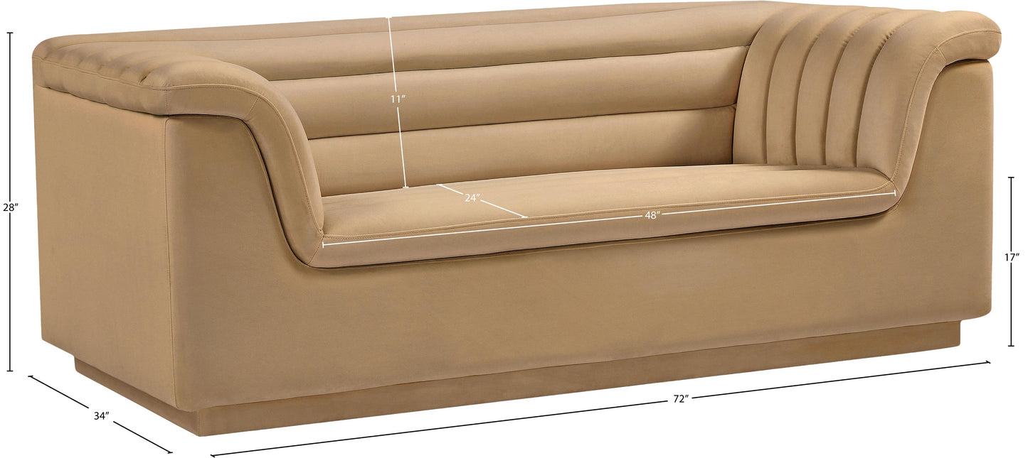 dillard camel velvet fabric loveseat l