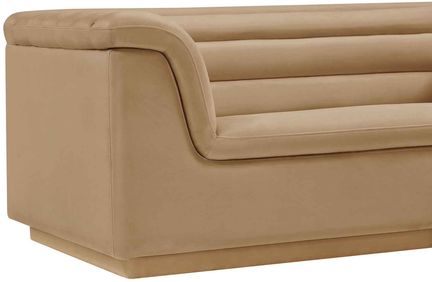 dillard camel velvet fabric loveseat l