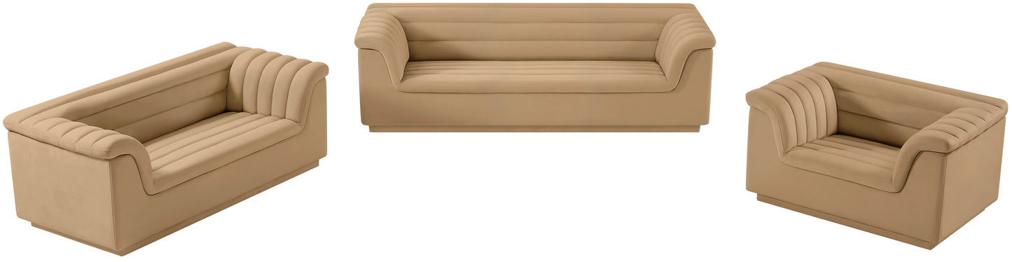 dillard camel velvet fabric loveseat l