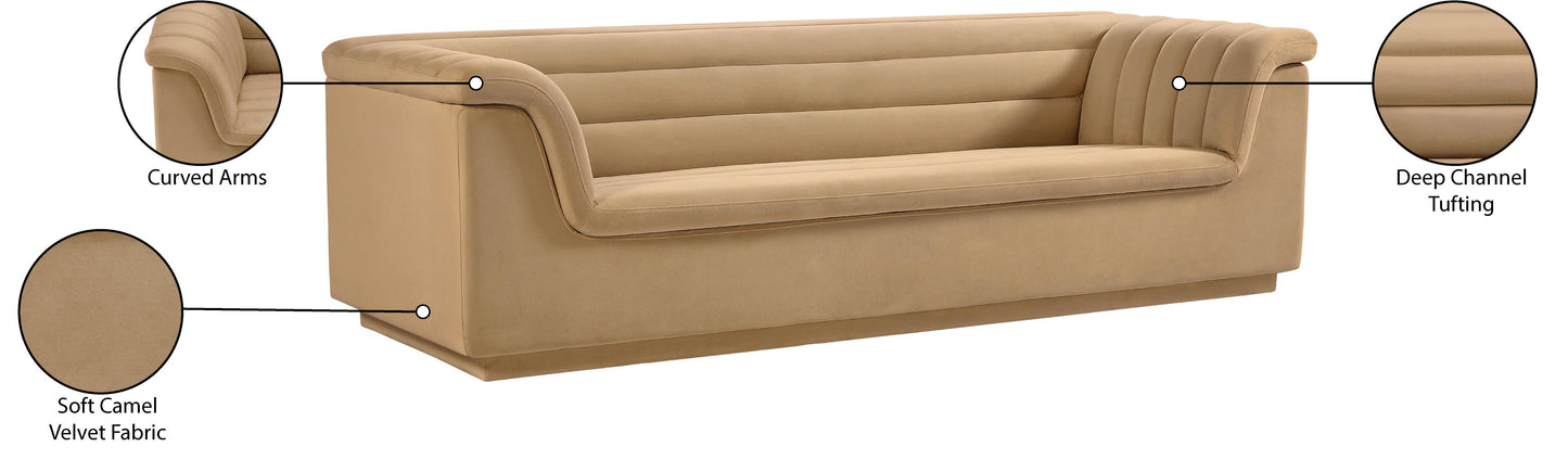 dillard camel velvet fabric sofa s