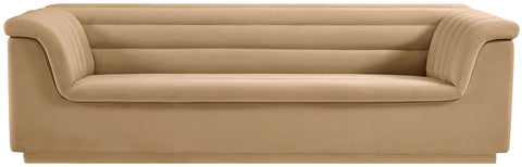 Dillard Camel Velvet Fabric Sofa S