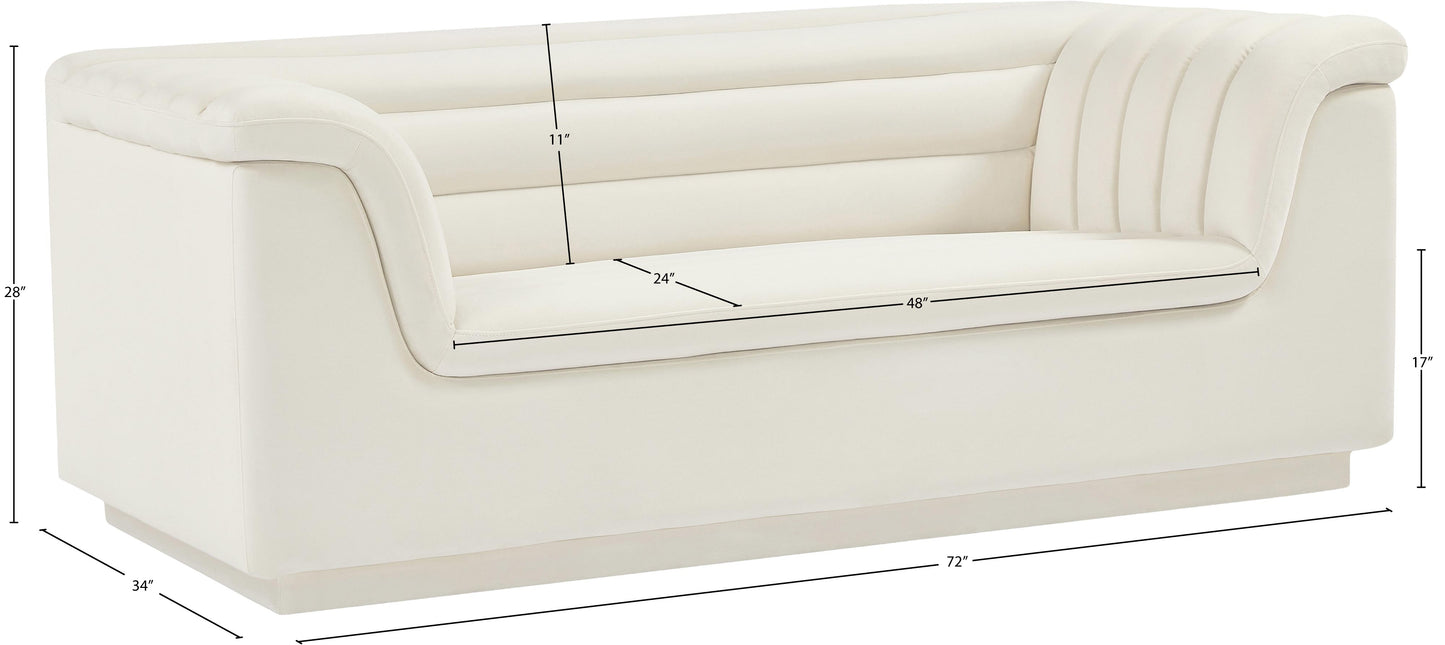 dillard cream velvet fabric loveseat l