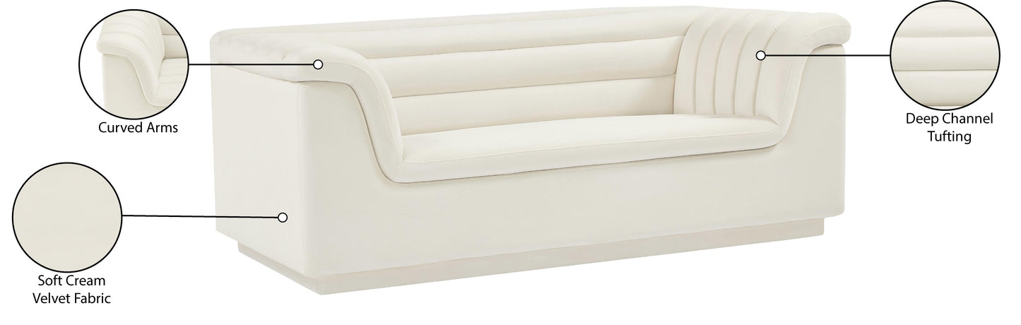 dillard cream velvet fabric loveseat l