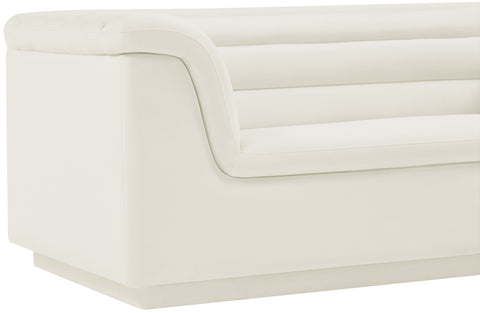 Dillard Cream Velvet Fabric Loveseat L