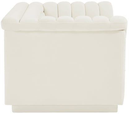 Dillard Cream Velvet Fabric Loveseat L