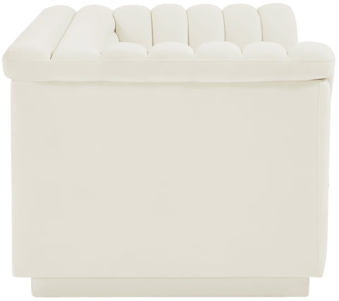 Dillard Cream Velvet Fabric Loveseat L