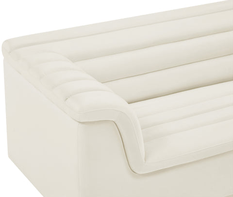 Dillard Cream Velvet Fabric Loveseat L