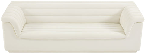 Dillard Cream Velvet Fabric Sofa S