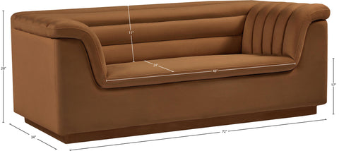 Dillard Saddle Velvet Fabric Loveseat L