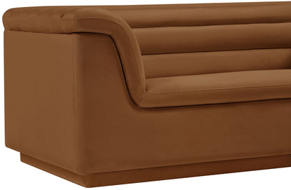 Dillard Saddle Velvet Fabric Loveseat L