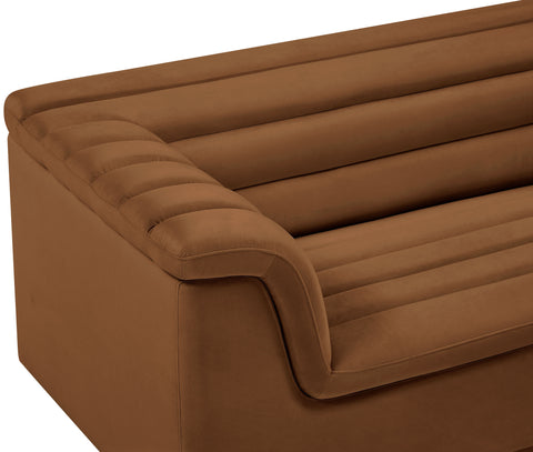 Dillard Saddle Velvet Fabric Loveseat L