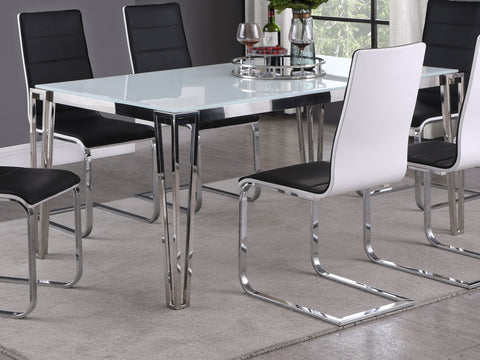 Chloe Rectangular 64-inch Glass Top Dining Table ChromePolished Stainless Steel